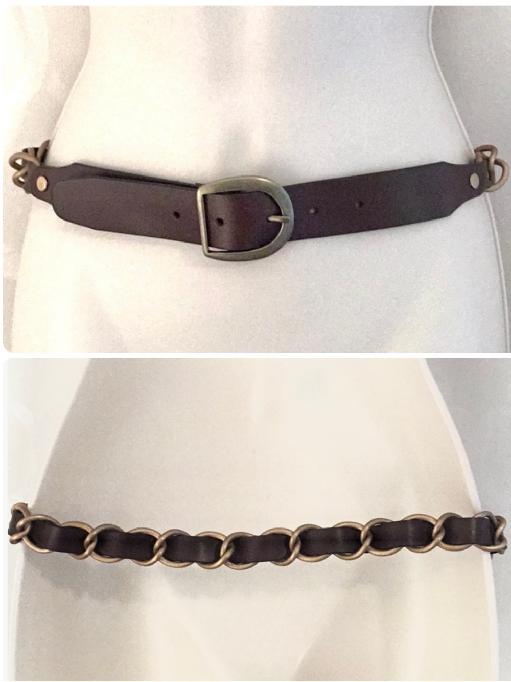 THE LIMITED BROWN LEATHER CHAIN BELT